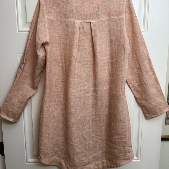 J Jill linen, rose colored, long sleeve women’s blouse. Size medium. - Picture 2 of 4
